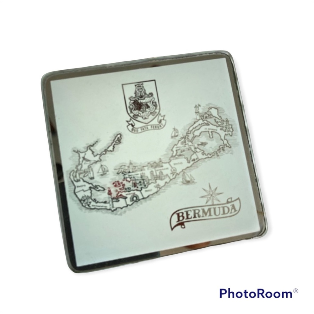 Vintage Glass Coasters - BERMUDA COAT of ARMS